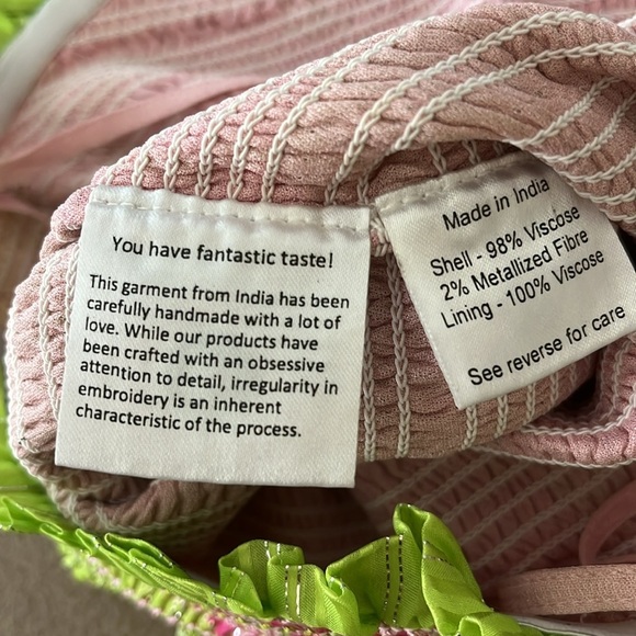 Rococo Sand Leia Bodysuit - Stretchy Smocked- green/pink - XS - Picture 6 of 11